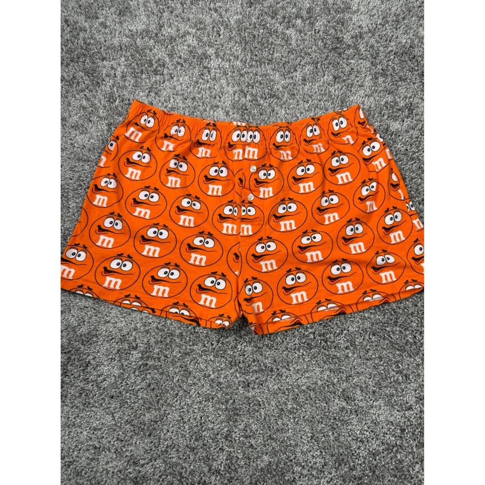 M&M's World Orange Character Boxer Shorts Mens All Over Print Novelty Sleepwear